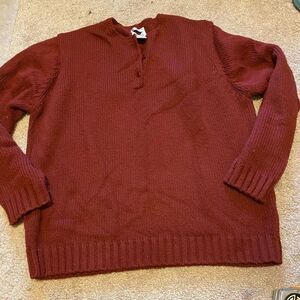 Leon Levine red hand loomed sweater y2k size l